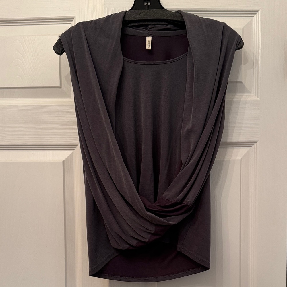 Lanston Elegant Draped Women's Top in Charcoal Gray